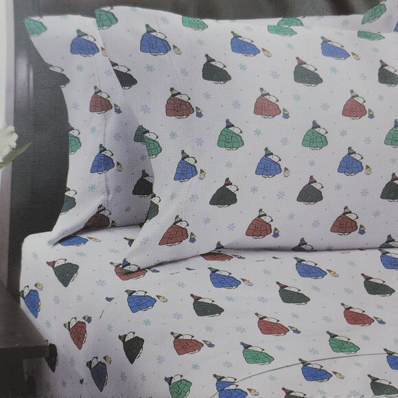Peanuts Snoopy Twin Sheet Set By Berkshire Polyester Winter Holiday Igloo - Picture 6 of 7